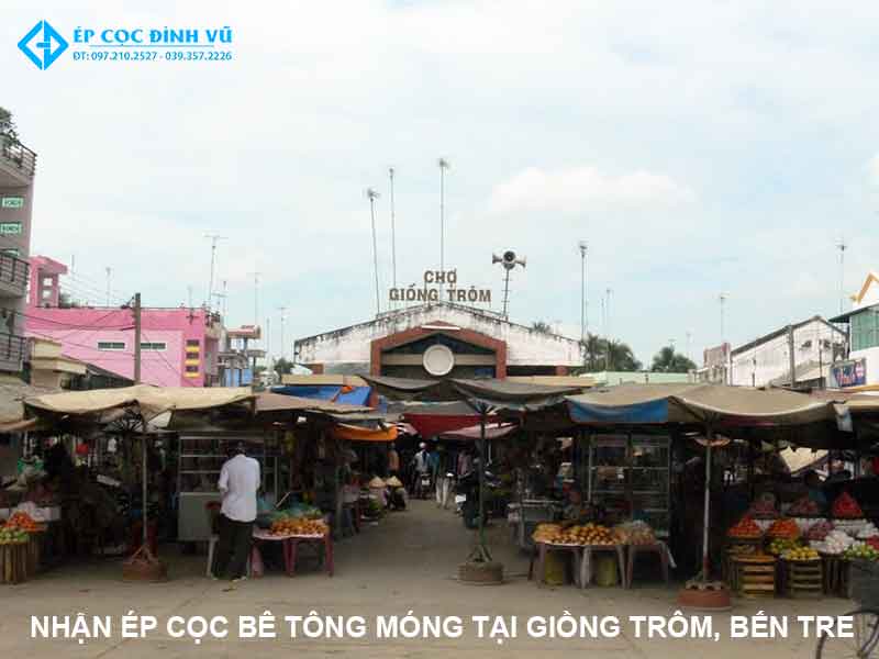 ép cọc bê tông tại giồng trôm