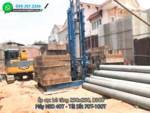 thi công ép cọc bê tông tải sắt 70 tấn
